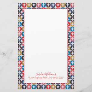 Jouw naam toevoegen Retro Star-patroon Briefpapier