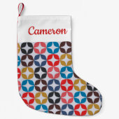 Jouw naam toevoegen | Retro  Star-patroon Kleine Kerstsok (Voorkant)