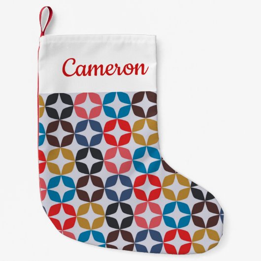 Jouw naam toevoegen | Retro  Star-patroon Kleine Kerstsok (Voorkant)