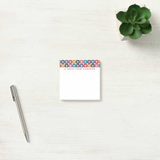 Jouw naam toevoegen | Retro Star-patroon Post-it® Notes (Kantoor)