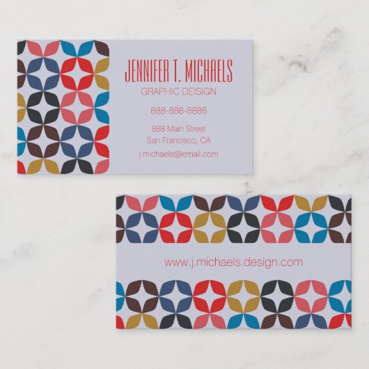 Jouw naam toevoegen | Retro Star-patroon Visitekaartje (Voorkant / Achterkant)