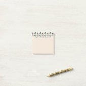 Jouw naam toevoegen | Retro Turquoise Floral Patte Post-it® Notes (Op bureau)