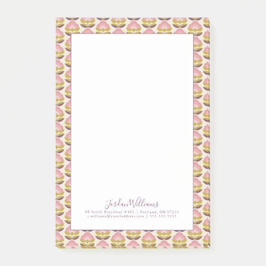 Jouw naam toevoegen | Retrororoze en Paars flessen Post-it® Notes (Voorkant)