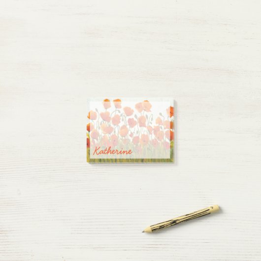 Jouw naam toevoegen | Rijen van papavers I Post-it® Notes (Op bureau)