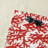 Jouw naam toevoegen | Rode koraalpatroon Strandlaken (In situ)