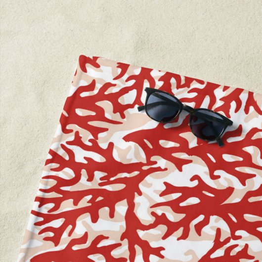 Jouw naam toevoegen | Rode koraalpatroon Strandlaken (In situ)