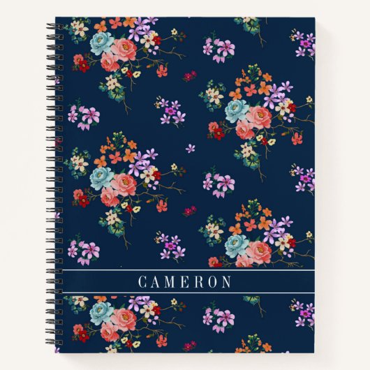 Jouw naam toevoegen | Rose Bouquet Floral Pattern Notitieboek (Voorkant)