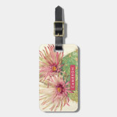 Jouw naam toevoegen | Roze bloesems voor Cactus Bagagelabel (Voorkant verticaal)