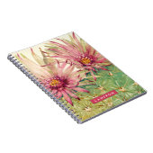 Jouw naam toevoegen | Roze bloesems voor Cactus Notitieboek (Rechterzijde)