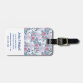 Jouw naam toevoegen | Roze en blauw Roos Bagagelabel (Voorkant horizontaal)