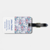 Jouw naam toevoegen | Roze en blauw Roos Bagagelabel (Achterkant horizontaal)