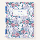 Jouw naam toevoegen | Roze en blauw Roos Notitieboek (Voorkant)