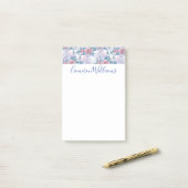 Jouw naam toevoegen | Roze en blauw Roos Post-it® Notes (Op bureau)