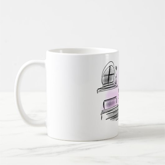 Jouw naam toevoegen | Roze en Paarse koffiezijde Koffiemok (Links)