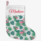 Jouw naam toevoegen | Roze Flamingo Kleine Kerstsok (Voorkant)
