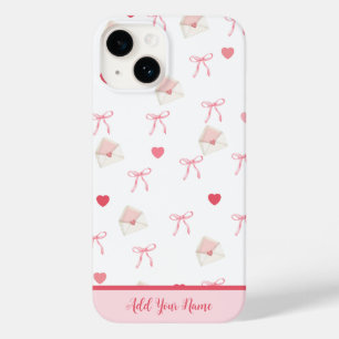 Jouw naam toevoegen - Roze Girly Bow Heart iPhone  Case-Mate iPhone 14 Hoesje