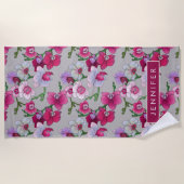 Jouw naam toevoegen | Roze orchideeën in Bloom Strandlaken (Voorkant)