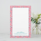 Jouw naam toevoegen | Roze tandheelkundig patroon Briefpapier (Staand voorkant)