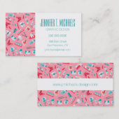 Jouw naam toevoegen | Roze tandheelkundig patroon Visitekaartje (Voorkant / Achterkant)