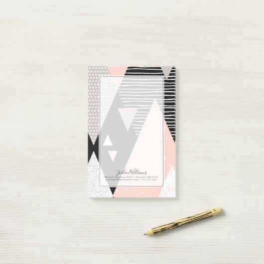 Jouw naam toevoegen | Scandi Mountain Peak Design Post-it® Notes (Op bureau)