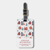 Jouw naam toevoegen | Scandinavisch huis Folk Art Bagagelabel (Voorkant verticaal)