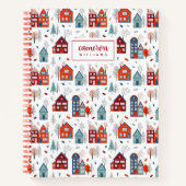 Jouw naam toevoegen | Scandinavisch huis Folk Art Notitieboek (Voorkant)