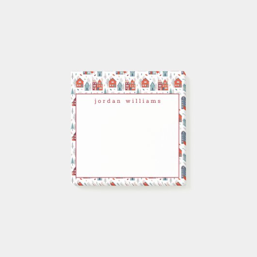 Jouw naam toevoegen | Scandinavisch huis Folk Art Post-it® Notes (Voorkant)