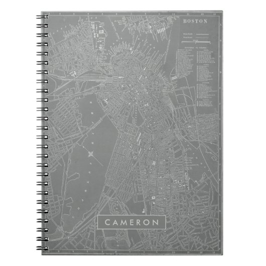 Jouw naam toevoegen | Schets van Boston City Map Notitieboek (Voorkant)