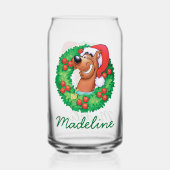 Jouw naam toevoegen | Scooby in Wreath Blikvorm Glas (Voorkant)