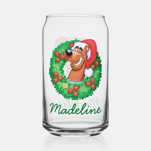 Jouw naam toevoegen | Scooby in Wreath Blikvorm Glas (Voorkant)