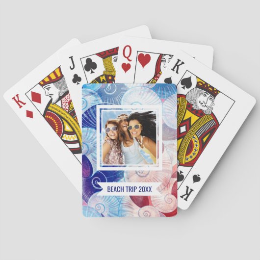 Jouw naam toevoegen | Seashell Scene Pattern Speelkaarten (Achterkant)