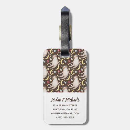 Jouw naam toevoegen | Sleuf Astronaut Pattern Bagagelabel (Achterkant verticaal)