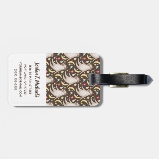 Jouw naam toevoegen | Sleuf Astronaut Pattern Bagagelabel (Achterkant horizontaal)