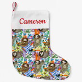 Jouw naam toevoegen | Sleufpatroon Cartoon Waterve Kleine Kerstsok (Voorkant)