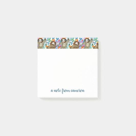 Jouw naam toevoegen | Sleufpatroon Cartoon Waterve Post-it® Notes (Voorkant)