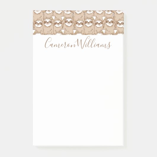 Jouw naam toevoegen | Sleuven en koffie-patroon Post-it® Notes (Voorkant)