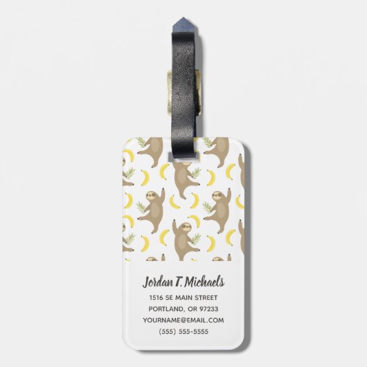 Jouw naam toevoegen | Sloten en Bananenpatroon Bagagelabel (Achterkant verticaal)