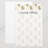 Jouw naam toevoegen | Sloten en Bananenpatroon Briefpapier (Voorkant / Achterkant)