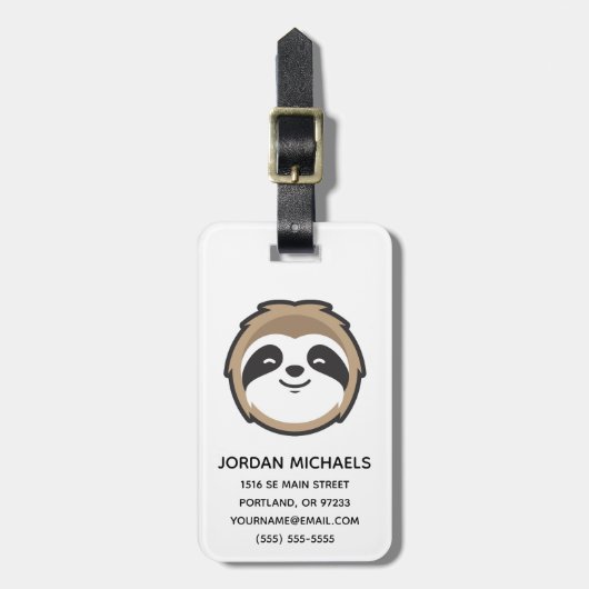 Jouw naam toevoegen | Sloth Mascot Bagagelabel (Voorkant verticaal)