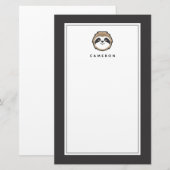 Jouw naam toevoegen | Sloth Mascot Briefpapier (Voorkant / Achterkant)