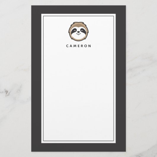 Jouw naam toevoegen | Sloth Mascot Briefpapier (Voorkant)