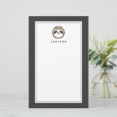 Jouw naam toevoegen | Sloth Mascot Briefpapier (Staand voorkant)