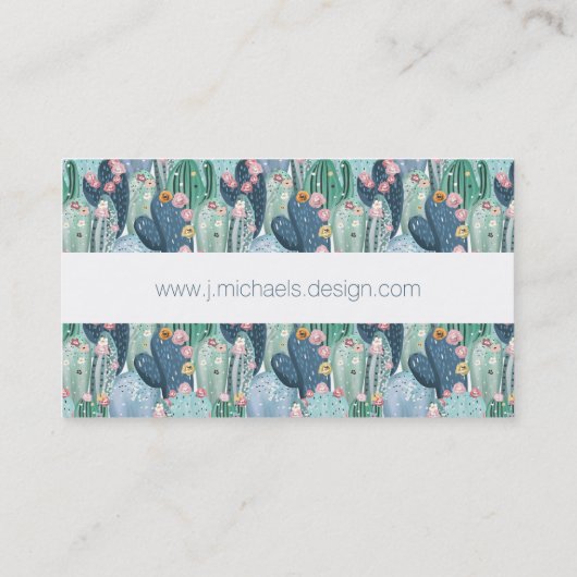 Jouw naam toevoegen | Soft Patel Cactus Pattern Visitekaartje (Achterkant)