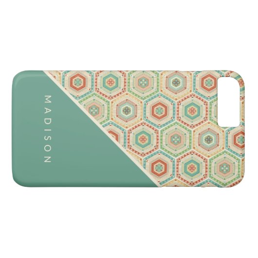 Jouw naam toevoegen | Southwest Hexagon Pattern Case-Mate iPhone Case (Achterkant (Horizontaal))