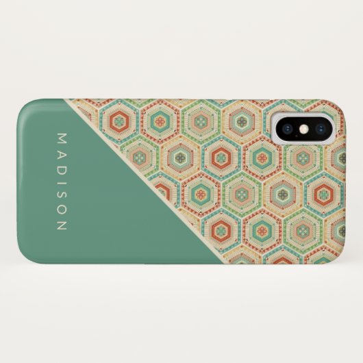Jouw naam toevoegen | Southwest Hexagon Pattern Case-Mate iPhone Case (Achterkant (horizontaal))
