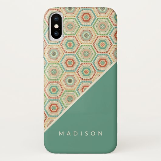 Jouw naam toevoegen | Southwest Hexagon Pattern Case-Mate iPhone Case (Achterkant)