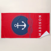 Jouw naam toevoegen | Stijlvol anker en helling Strandlaken (Voorkant)