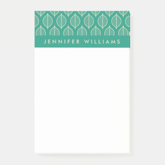 Jouw naam toevoegen | Stijlvol groen lederen patro Post-it® Notes (Voorkant)
