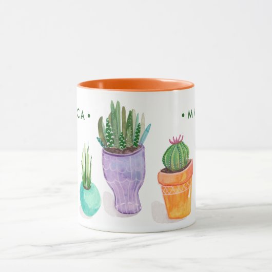 Jouw naam toevoegen | Succulent beeldscherm Mok (Midden)