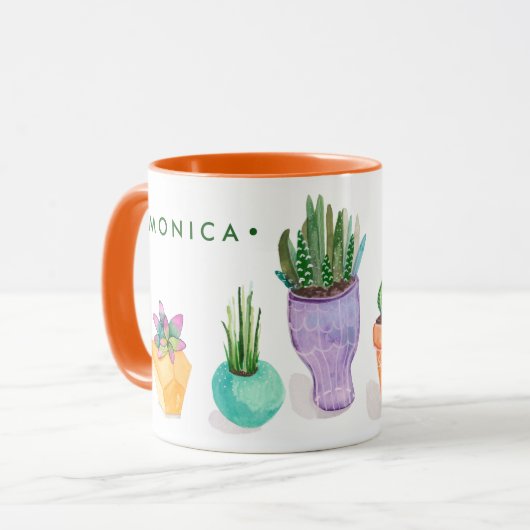 Jouw naam toevoegen | Succulent beeldscherm Mok (Voorkant links)